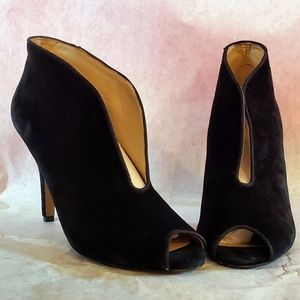 Adrienne Vittadini Grandeur Open Toe Platform Heel Booties Black Size 8